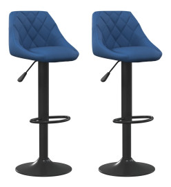 Tabourets de bar lot de 2 bleu velours