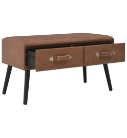 Banc avec tiroirs 80 cm Marron foncé Similicuir