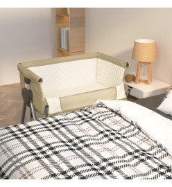 Lit pour bébé avec matelas Taupe Tissu de lin