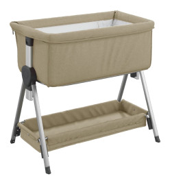 Lit pour bébé avec matelas Taupe Tissu de lin