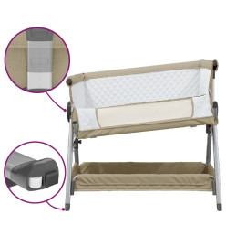 Lit pour bébé avec matelas Taupe Tissu de lin