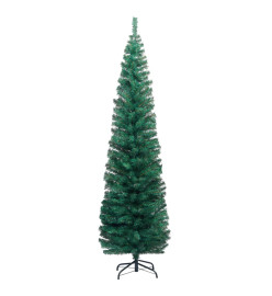 Sapin de Noël artificiel mince avec support vert 210 cm PVC