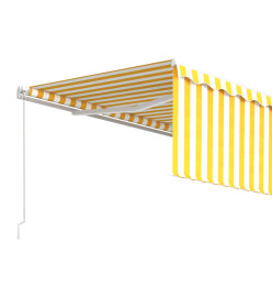 Auvent manuel rétractable avec store 4,5x3 m Jaune et blanc