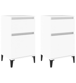 Tables de chevet 2 pcs blanc 40x35x70 cm