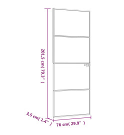 Porte d'intérieur Noir 76x201,5 cm Trempé verre aluminium fin