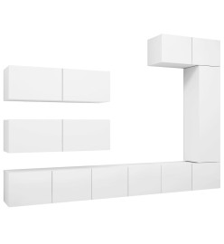 Ensemble de meuble TV 7 pcs Blanc Aggloméré