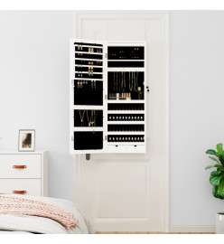 Armoire à bijoux avec miroir et éclairage LED mural blanc