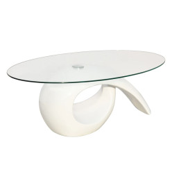 Table basse avec dessus de table en verre ovale Blanc brillant