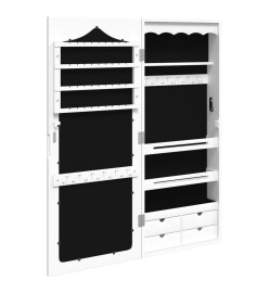 Armoire à bijoux avec miroir murale blanc 37,5x10x90 cm