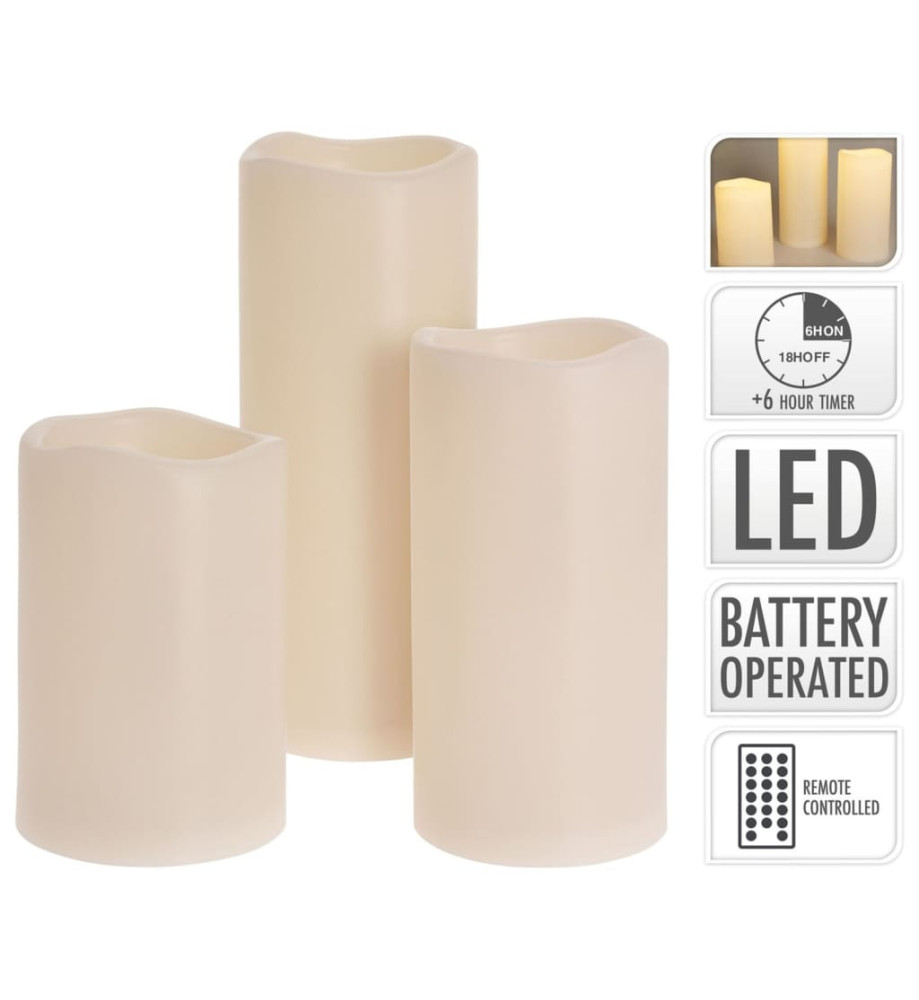 Ambiance Ensemble de 3 bougies à LED avec télécommande