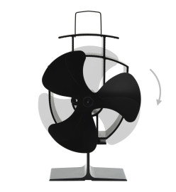 Ventilateur de poêle alimenté par chaleur 3 pales Noir