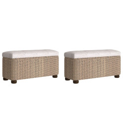 Bancs de rangement 2 pcs avec coussin gris 69 cm quenouille