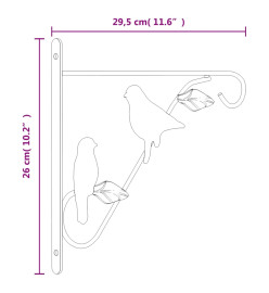 Supports de panier suspendu avec jardinières 4 pcs noir acier