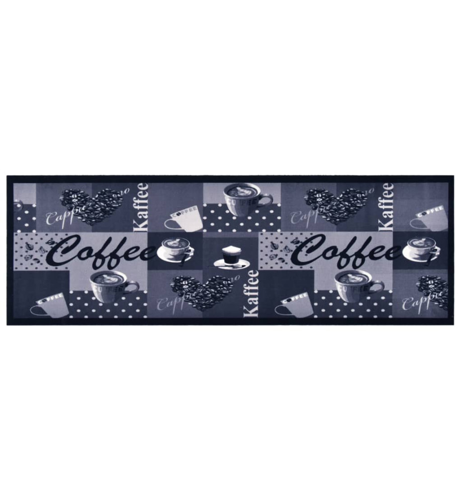 Tapis de sol de cuisine lavable Bleu café 45x150 cm