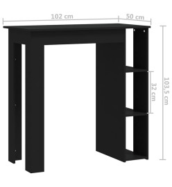 Table de bar avec étagère Noir 102x50x103,5 cm Aggloméré