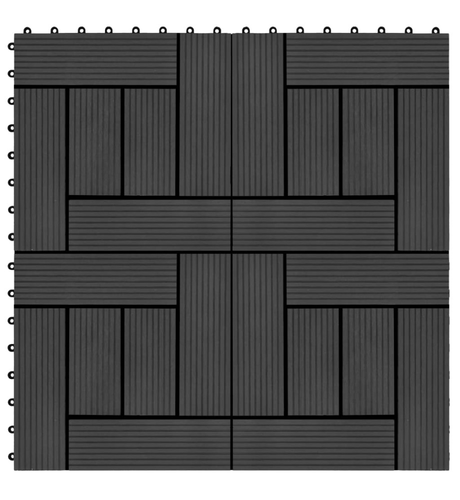 Carreau de terrasse 11 pcs WPC 30 x 30 cm 1 m² Noir