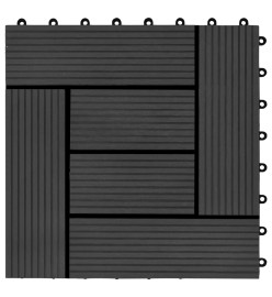 Carreau de terrasse 11 pcs WPC 30 x 30 cm 1 m² Noir