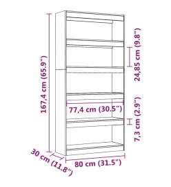 Bibliothèque/Séparateur de pièce 80x30x167,4 cm Bois de pin