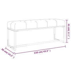 Banc Gris 110x36x45 cm Velours