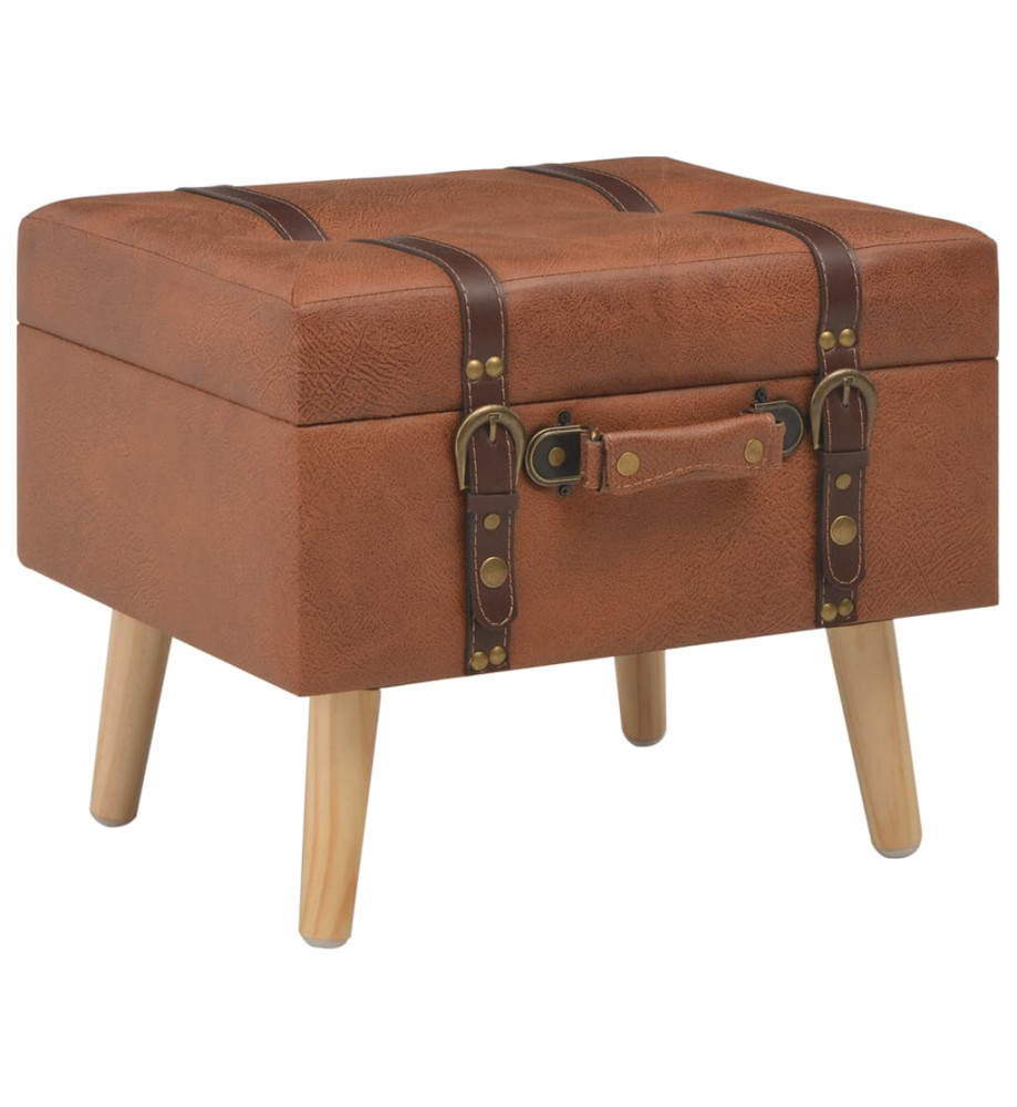 Tabouret de rangement 40 cm Brun roux Similicuir