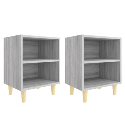 Tables de chevet pieds en bois 2 pcs Sonoma gris 40x30x50 cm