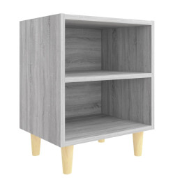 Tables de chevet pieds en bois 2 pcs Sonoma gris 40x30x50 cm