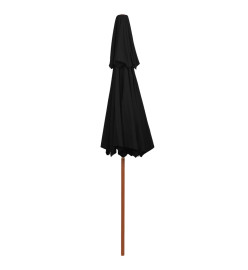 Parasol double avec mât en bois Noir 270 cm