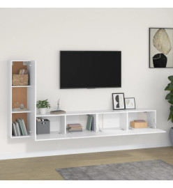 Ensemble de meubles TV 3 pcs Blanc Bois d'ingénierie