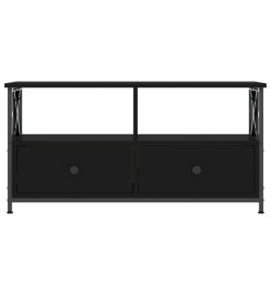 Meuble TV noir 90x33x45 cm bois d'ingénierie et fer