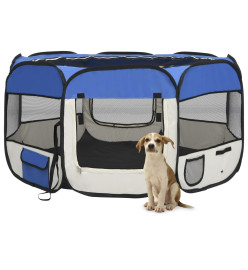 Parc pliable pour chien avec sac de transport Bleu 125x125x61cm