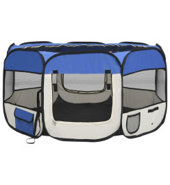 Parc pliable pour chien avec sac de transport Bleu 125x125x61cm