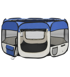 Parc pliable pour chien avec sac de transport Bleu 125x125x61cm