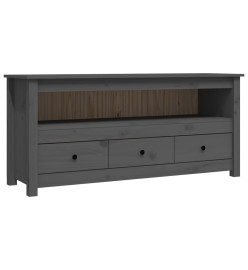 Meuble TV Gris 114x35x52 cm Bois de pin massif