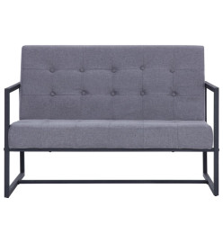 Sofa à 2 places avec accoudoirs Gris clair Acier et tissu