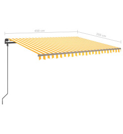 Auvent manuel rétractable avec LED 4,5x3,5 m Jaune et blanc