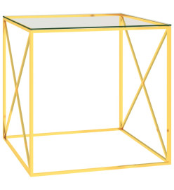 Table basse Doré 55x55x55 cm Acier inoxydable et verre