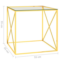 Table basse Doré 55x55x55 cm Acier inoxydable et verre