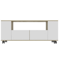 Meuble TV Blanc et chêne sonoma 120x35x48 cm Bois d'ingénierie