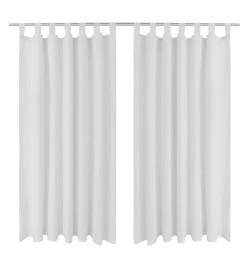 2 pcs Rideau à Passant Micro Satin Blanc 140 x 225 cm