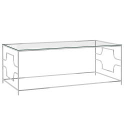 Table basse Argenté 120x60x45 cm Acier inoxydable et verre