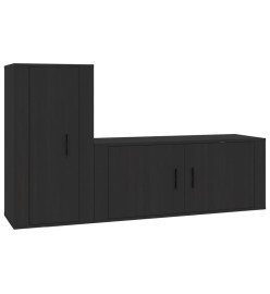 Ensemble de meubles TV 2 pcs noir bois d'ingénierie