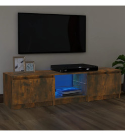 Meuble TV avec lumières LED Chêne fumé 140x40x35,5 cm