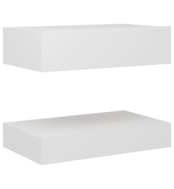 Tables de chevet LED 2 pcs blanc 60x35 cm bois d'ingénierie