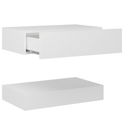 Tables de chevet LED 2 pcs blanc 60x35 cm bois d'ingénierie