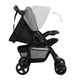 Poussette pour bébé 3-en-1 Gris clair et noir Acier