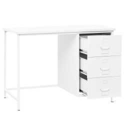 Bureau industriel avec tiroirs Blanc 105x52x75 cm Acier