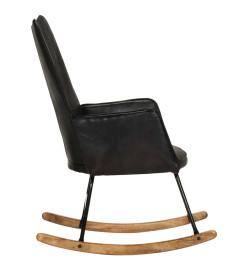 Chaise à bascule Noir Cuir véritable