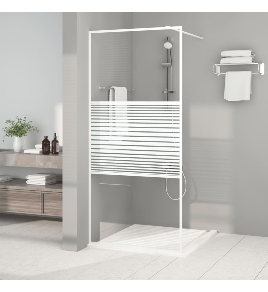 Paroi de douche Blanc 90x195 cm Verre ESG transparent