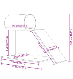 Arbres à chat avec tunnel et échelle gris foncé 55,5 cm
