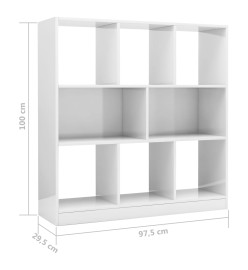 Bibliothèque Blanc brillant 97,5 x 29,5 x 100 cm Aggloméré